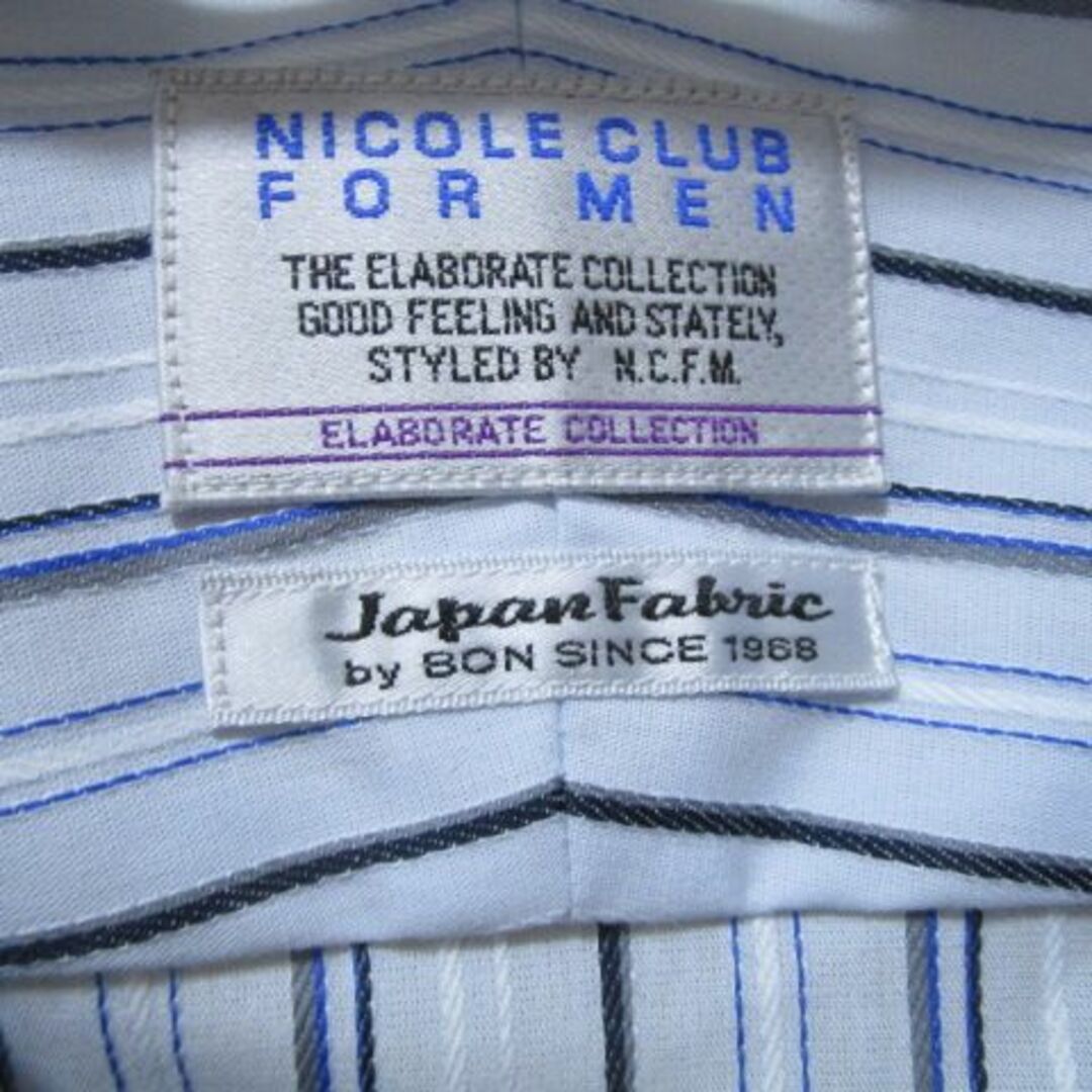 NICOLE CLUB FOR MEN(ニコルクラブフォーメン)の未使用　ニコルクラブフォーメン　裏ストライプ七分袖シャツ☆イタリアンカラー メンズのトップス(シャツ)の商品写真