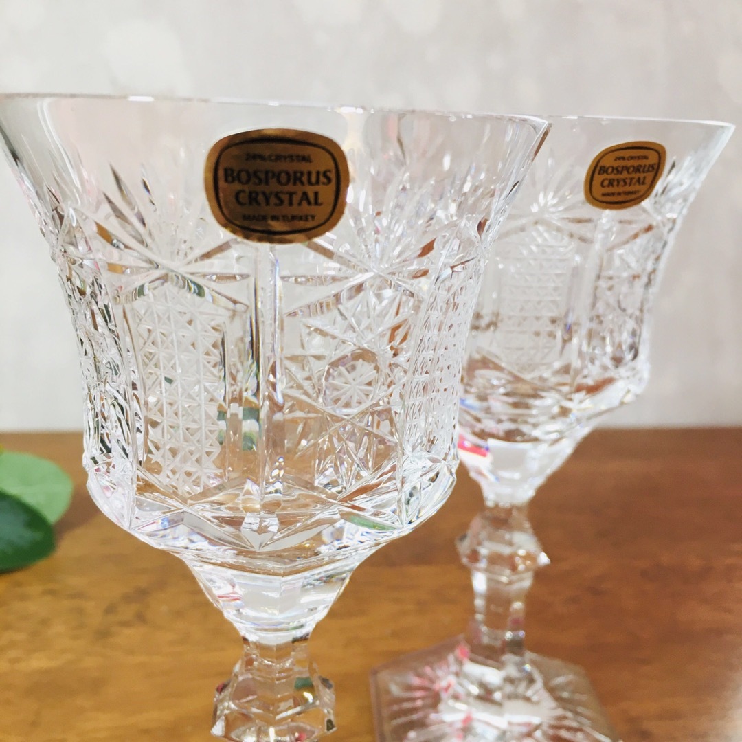 BOHEMIA Cristal(ボヘミア クリスタル)の【美品】BOSPORUS CRYSTAL ボスポラスクリスタル ワイングラスペア インテリア/住まい/日用品のキッチン/食器(グラス/カップ)の商品写真