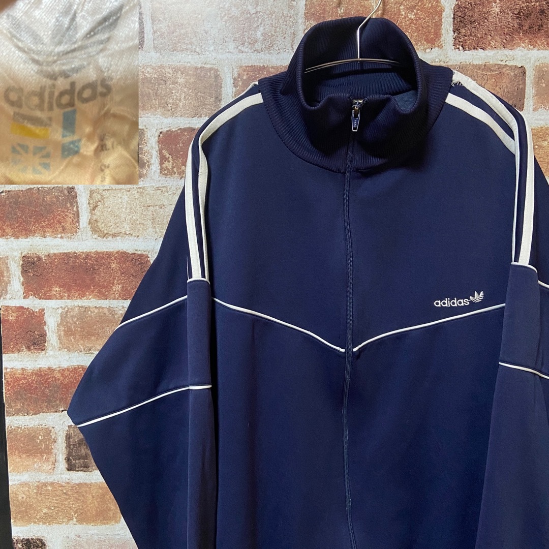 【国旗タグ】M10 adidas 80s トラックジャケット ネイビー 古着 | フリマアプリ ラクマ