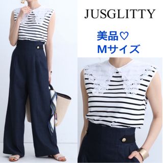 ジャスグリッティー(JUSGLITTY)の【美品】衿付クルーネックフレンチプルオーバー  jusglitty(カットソー(半袖/袖なし))