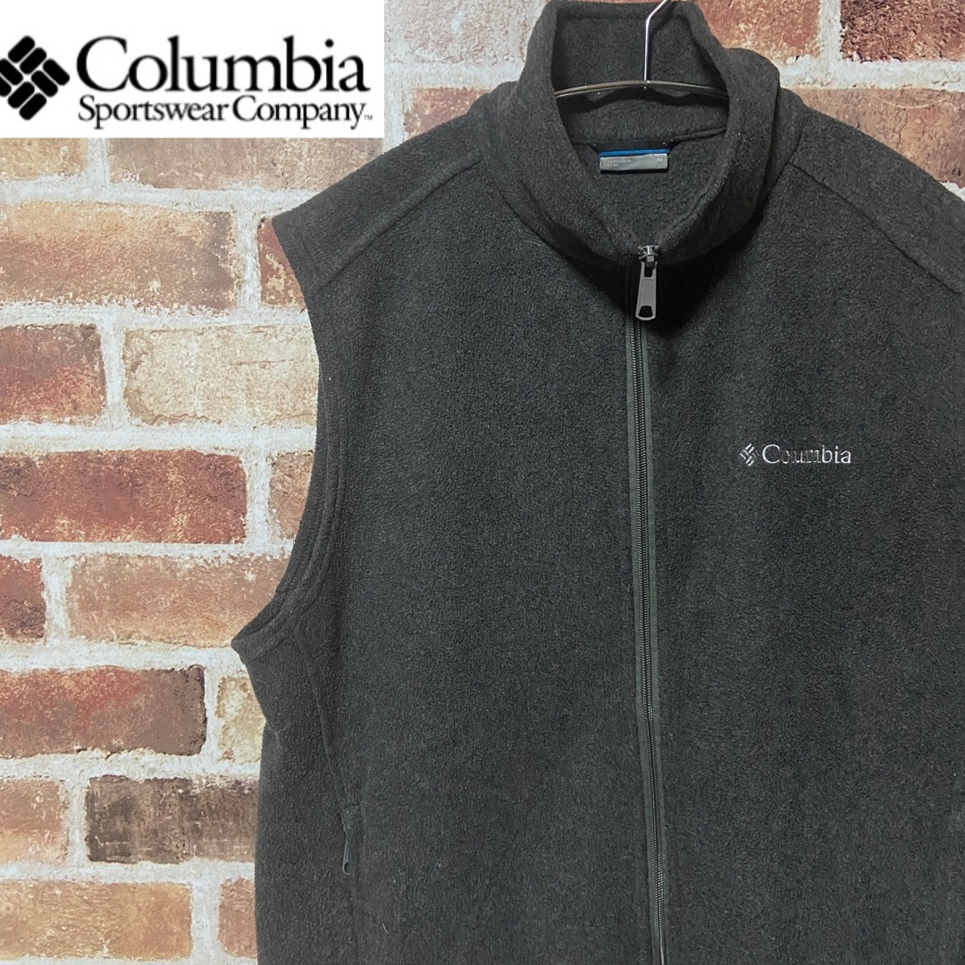 Columbia - M18 Columbia フリースベスト 古着 グレーベスト 刺繍ロゴ