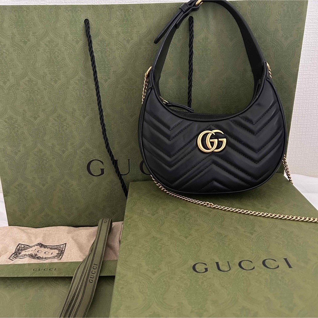 Gucci - GUCCI グッチ GGマーモント ショルダーバッグ ハーフムーンの