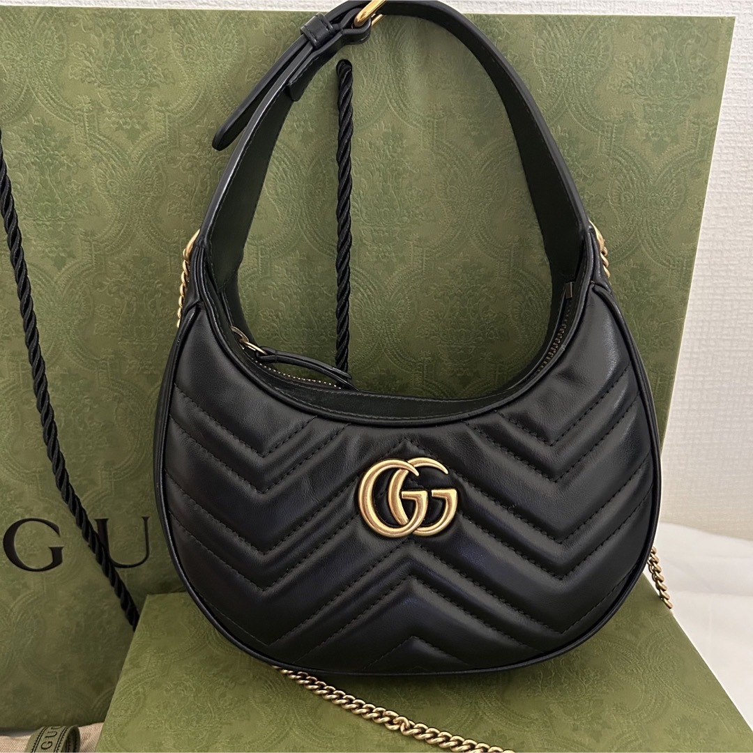 Gucci - GUCCI グッチ GGマーモント ショルダーバッグ ハーフムーンの