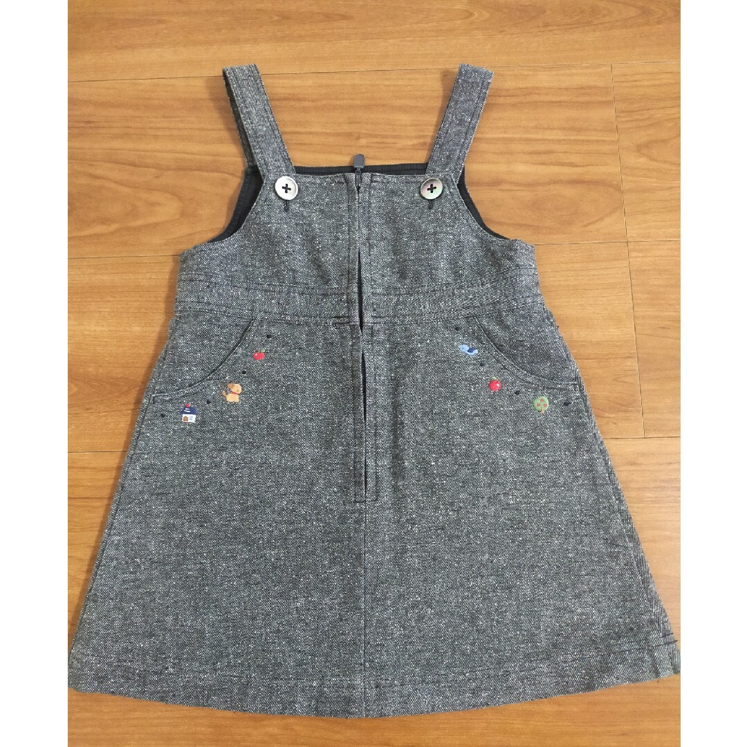 ファミリア ワンピース ジャンパースカート チャック 刺繍 90おまけ付き