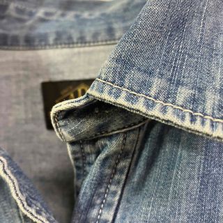 Wrangler 色落ち ダブルポケット 長袖 デニム ワンピース シャツ 古着