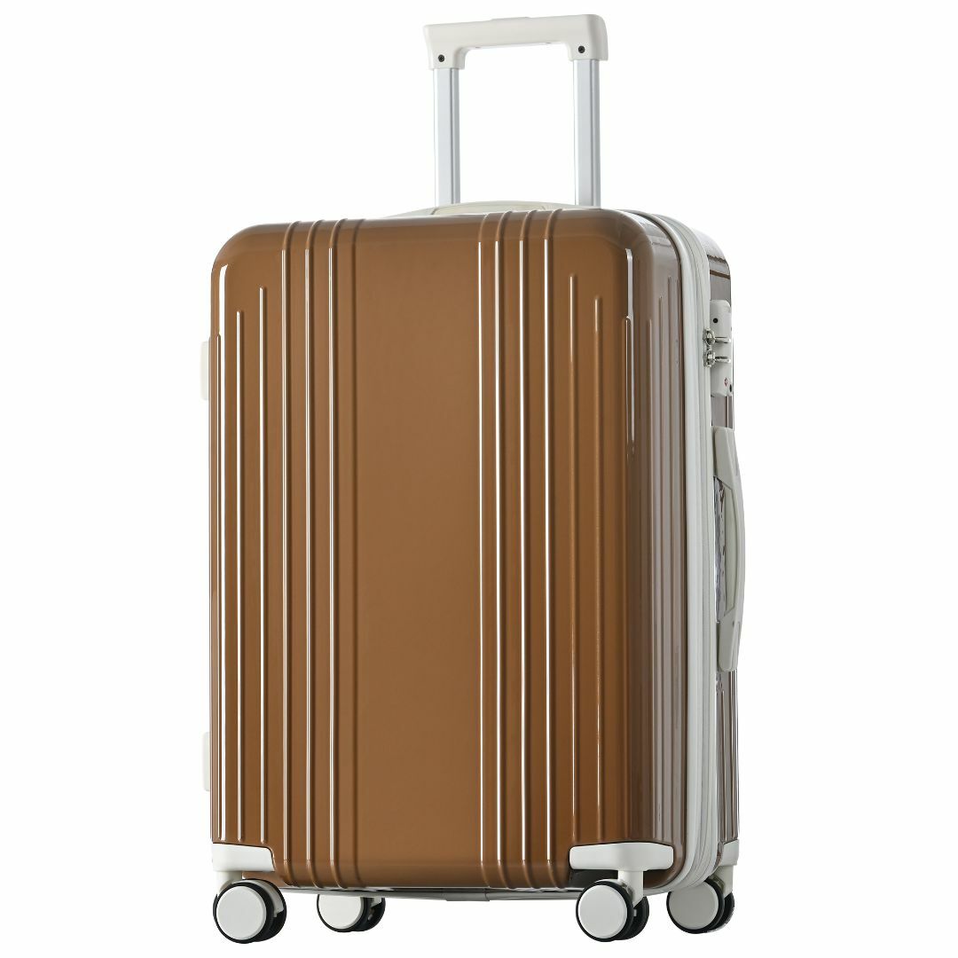 スーツケース  超軽量 拡張機能付 大型 静音(L,ベージュ)