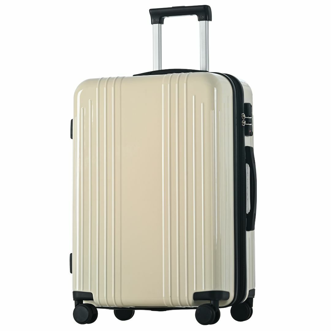 スーツケース  超軽量 拡張機能付 大型 静音(L,ベージュ)