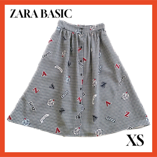 ザラ(ZARA)のZARA BASIC 膝丈スカート ギンガムチェック(ひざ丈スカート)