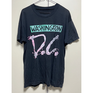 WashingtonD.C.黄緑×ピンク/アメリカングラフィック黒Tシャツ(Tシャツ/カットソー(半袖/袖なし))