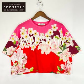 ヴァレンティノ(VALENTINO)のヴァレンティノ 【美品/国内正規】VBOMG13H6FB フラワーｘロゴ ドロップ丈 Tシャツ/ XS(Tシャツ(半袖/袖なし))