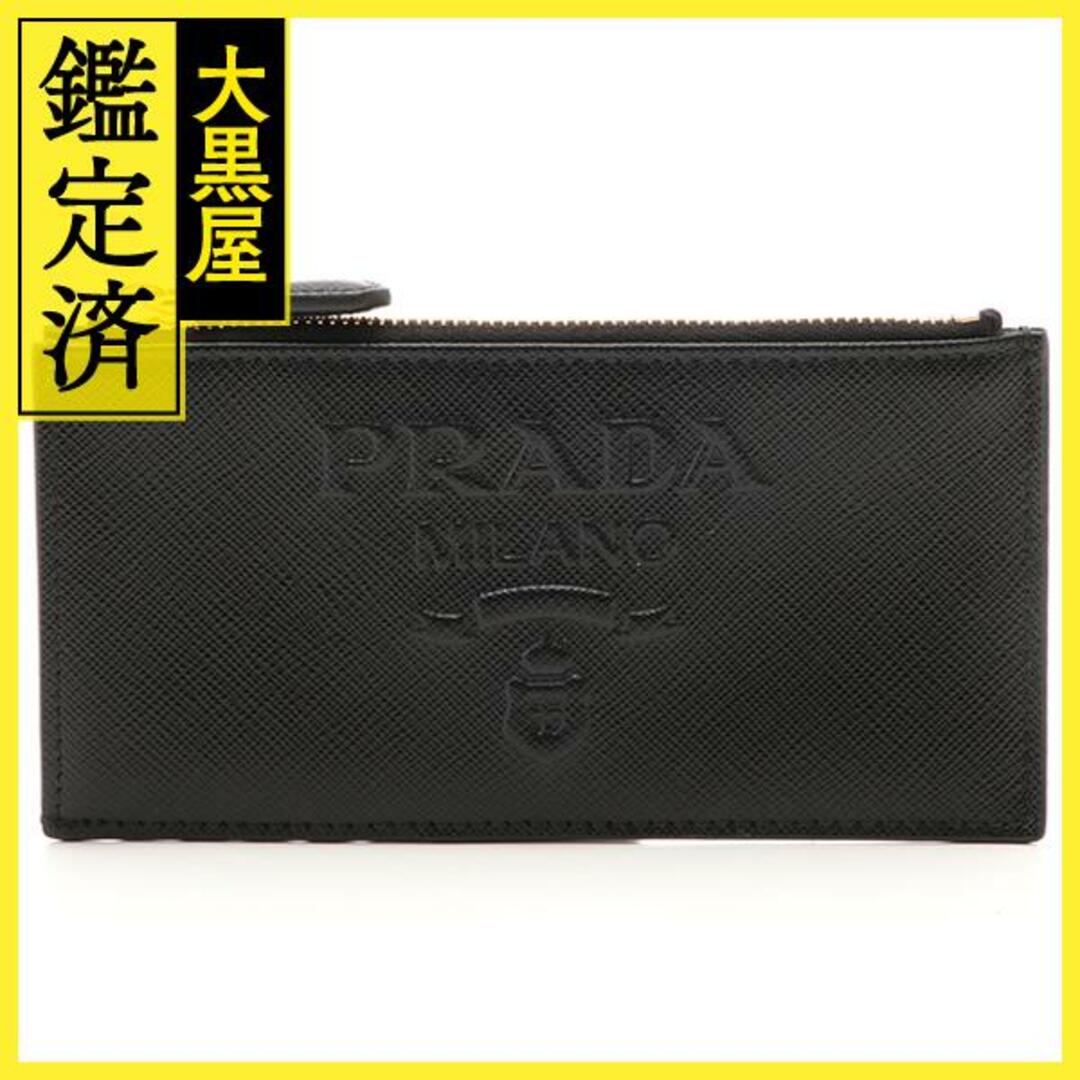 プラダ カードコインケース サフィアーノ ブラック ゴールド金具【434】