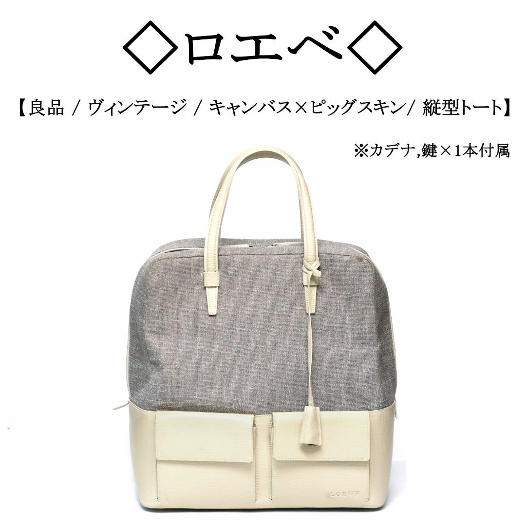 LOEWE(ロエベ)の【ヴィンテージ】◇ロエベ◇ キャンバス×ピッグレザー / 縦型 トートバッグ レディースのバッグ(トートバッグ)の商品写真