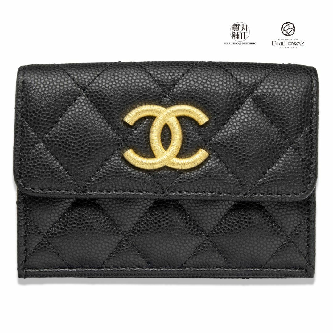 CHANEL(シャネル)のシャネル 2023秋冬 23B スモールフラップウォレット AP3518 ブラック/ゴールド金具 キャビア 限定 三つ折り ミニ財布 コンパクト マトラッセ CHANEL 黒【新品】【未使用】【ブリルトワーゼ】【丸正質舗】【質屋】(M211847e) レディースのファッション小物(財布)の商品写真