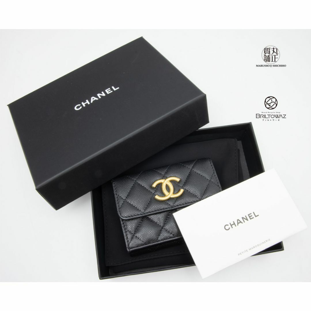 CHANEL(シャネル)のシャネル 2023秋冬 23B スモールフラップウォレット AP3518 ブラック/ゴールド金具 キャビア 限定 三つ折り ミニ財布 コンパクト マトラッセ CHANEL 黒【新品】【未使用】【ブリルトワーゼ】【丸正質舗】【質屋】(M211847e) レディースのファッション小物(財布)の商品写真