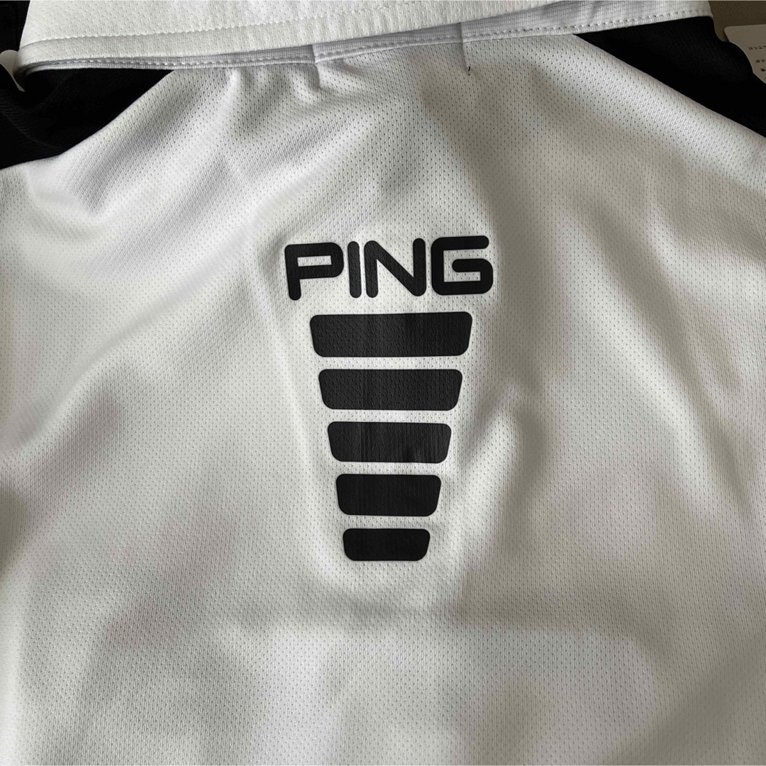 PING(ピン)のピン PING　メンズ アドエルム 半袖 ポロシャツ　ホワイト　Mサイズ スポーツ/アウトドアのゴルフ(ウエア)の商品写真