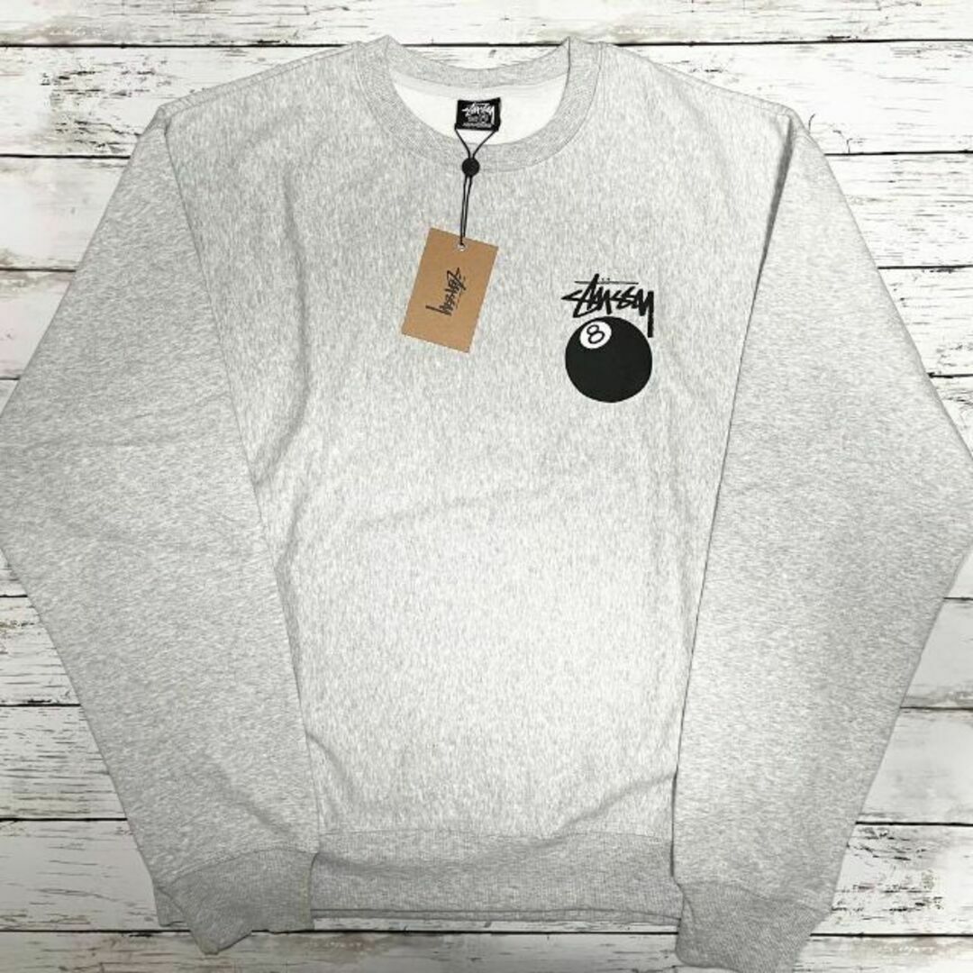新品】stussy スウェットトレーナー サイズL グレー 8ボール