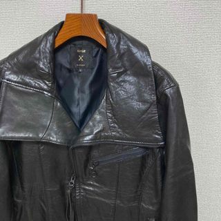 良品 EDGE RUPERT レザー ビッグカラー ライダース ジャケット L