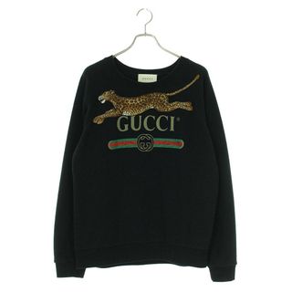 グッチ(Gucci)のグッチ  18AW  527743 X9X94 レオパードパッチヴィンテージロゴプリントスウェット メンズ S(スウェット)