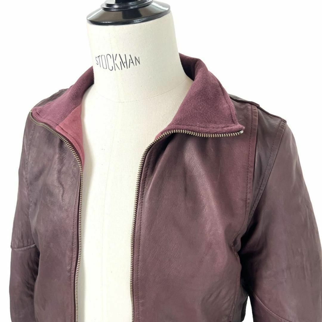 【日本製】 美品 shama ベビーカーフ シングルライダース ジャケット 赤