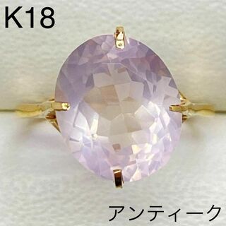 アンティーク　K18　ローズクォーツリング　サイズ11.5号　18金(リング(指輪))