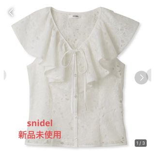 スナイデル(SNIDEL)のsnidel オーガンエンブロイダリートップス　ホワイト(シャツ/ブラウス(半袖/袖なし))