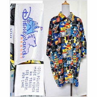 総柄 ディズニー ワールド WDW 日本未発売 シャツ 蒸気船ウィリー ミッキー