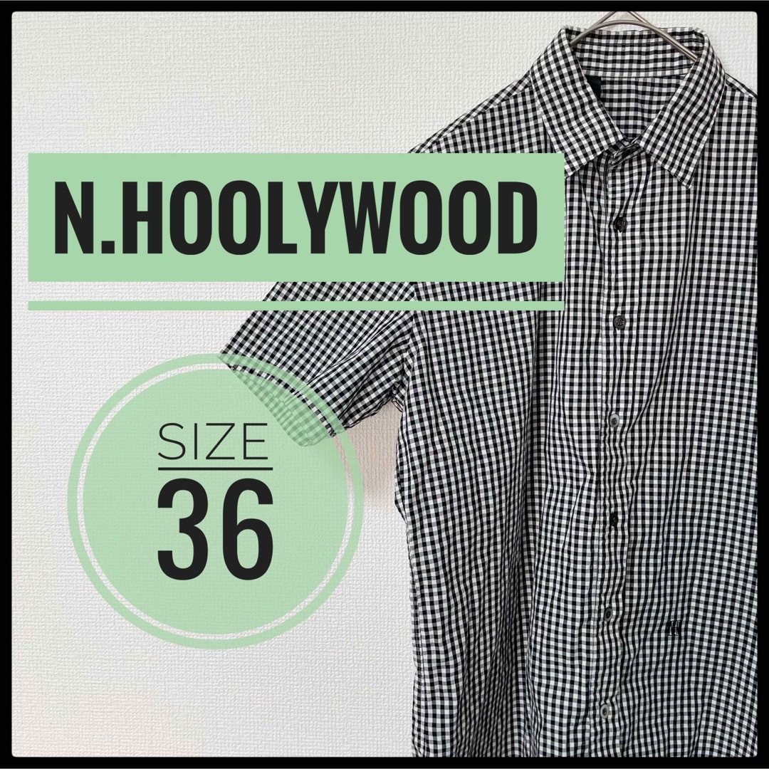 N.HOOLYWOOD シャツ 半袖 36 ギンガムチェック 刺繍 ワンポイント | フリマアプリ ラクマ