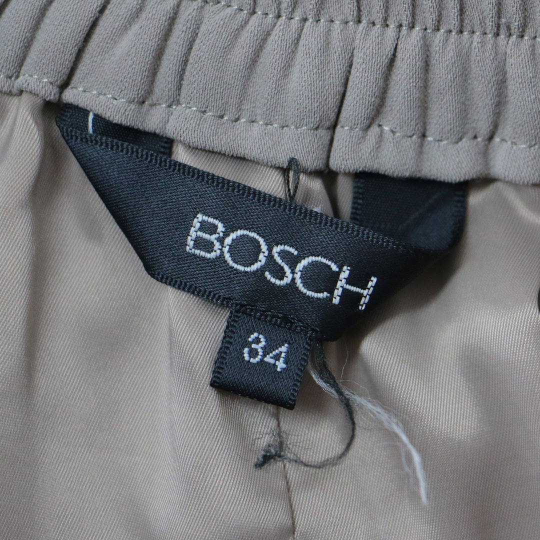 BOSCH ボッシュ パンツ ロング ボトムス ズボン モカ ベージュ 34(XS) クロップド アンクル丈 ワイド ガウチョ イージー ウエストゴム タック サテン ポリエステル おしゃれ シンプル 無地 きれいめ 大人女子 ブランド 上品 ベーシック【レディース】 2