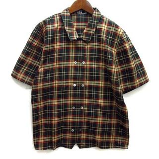 ダックス(DAKS)のダックス DAKS チェック ダブルボタン シャツ ブラウス 半袖 緑 11R(シャツ/ブラウス(半袖/袖なし))