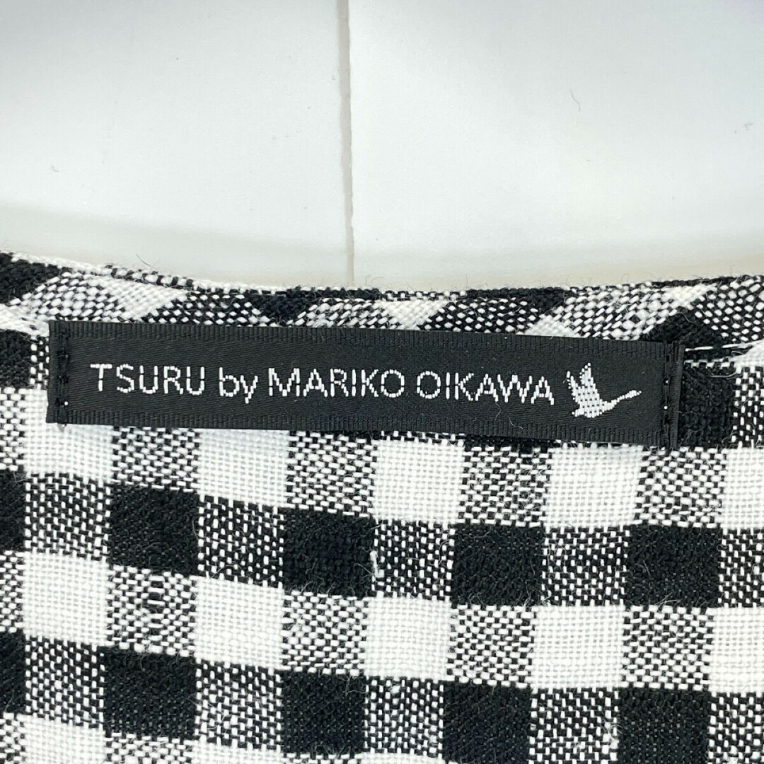 TSURU by Mariko Oikawa(ツルバイマリコオイカワ)のツルバイマリコオイカワ ブラック×ホワイト ギンガムチェックベルト付きワンピース F レディースのワンピース(その他)の商品写真