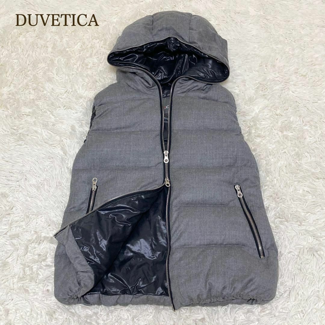 美品 DUVETICA デュベティカ カシミヤ混 ダウンベスト 40 グレー