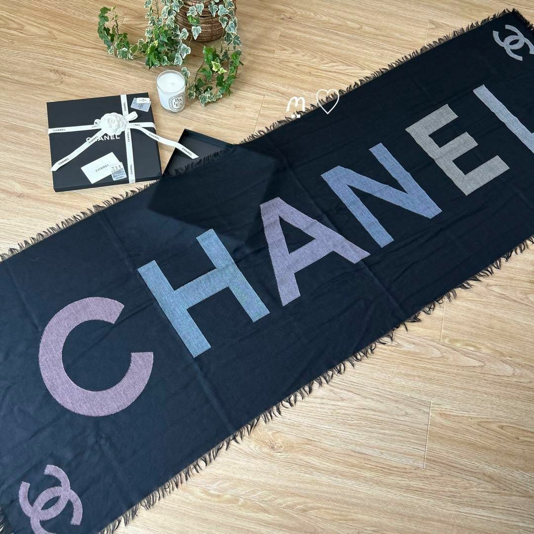 CHANELシャネル　ストール　ショール　ココマーク&ロゴ　レインボー　カシミヤ