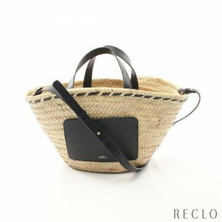 アーペーセー(A.P.C)のZOE SMALL PANIER  かごバッグ ハンドバッグ ラフィア レザー ライトベージュ ブラック 2WAY(ハンドバッグ)