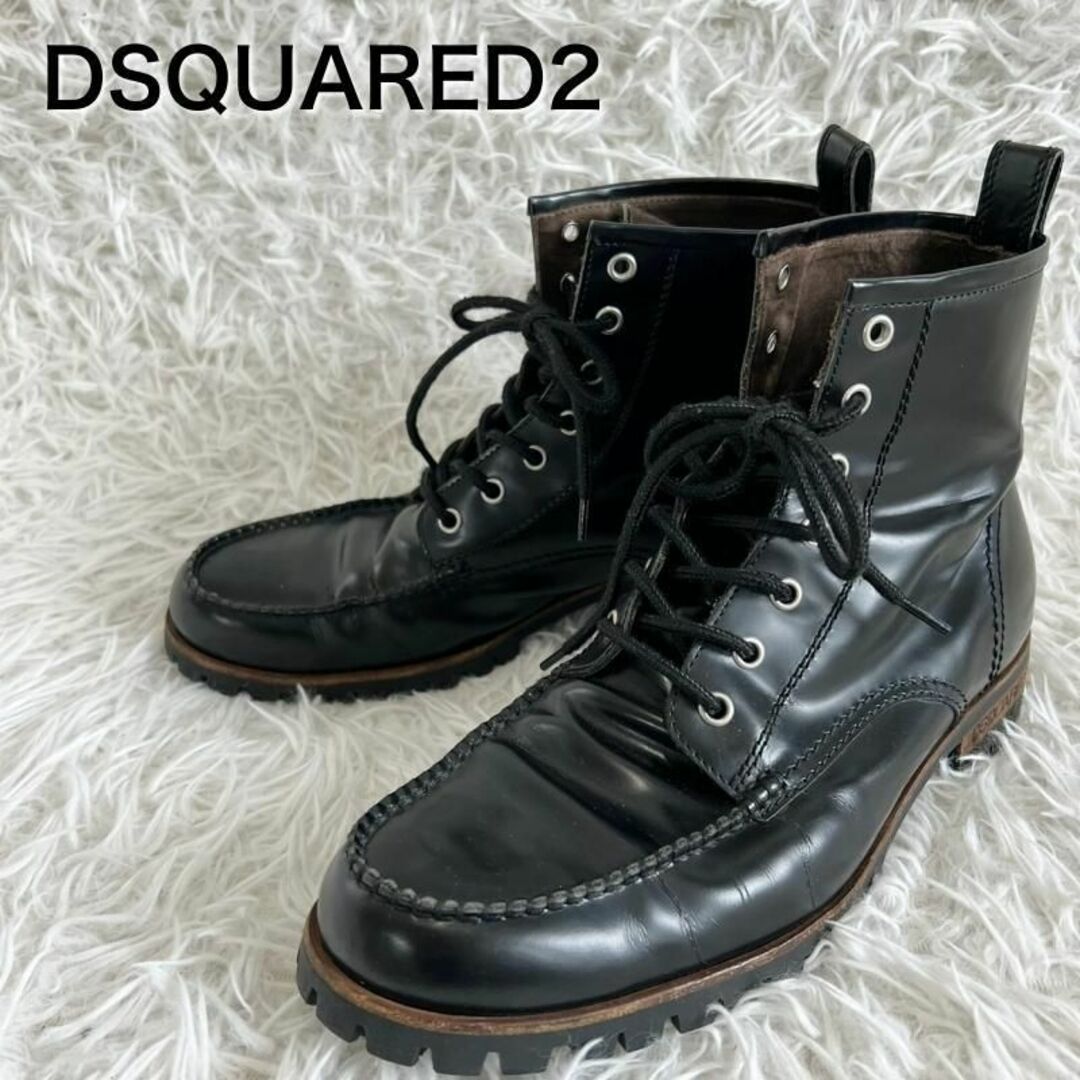 ディースクエアード／DSQUARED2 レースアップブーツ シューズ 靴 メンズ 男性 男性用レザー 革 本革 ブラック 黒  スコッチグレイン型押し ストレートチップ マッケイ製法