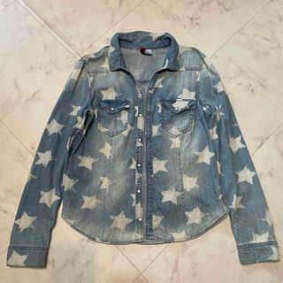 エイチアンドエム(H&M)のH＆M♡デニムシャツ♡ビンテージ加工♡星柄♡(シャツ/ブラウス(長袖/七分))