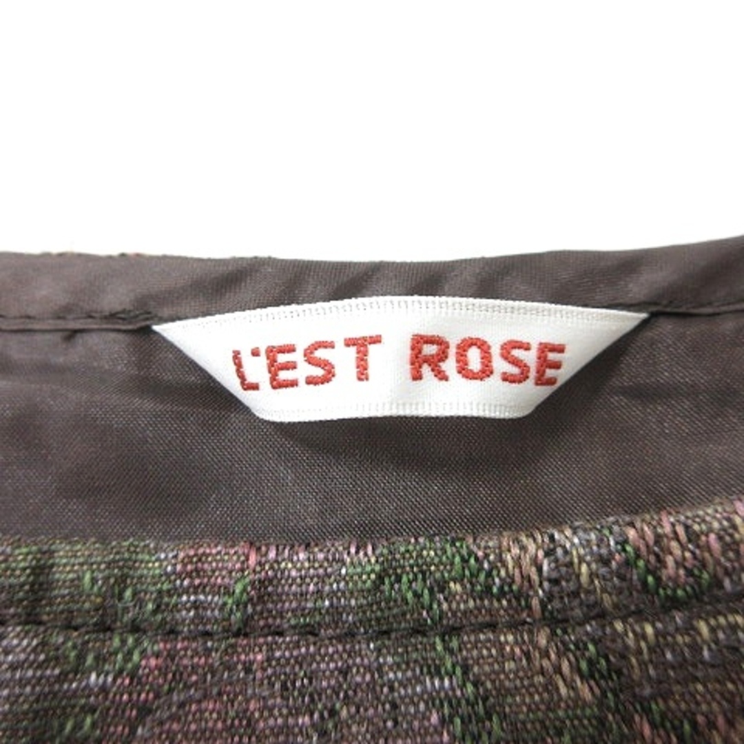 L'EST ROSE(レストローズ)のレストローズ フレアスカート ひざ丈 花柄 レース M 茶 レディースのスカート(ひざ丈スカート)の商品写真