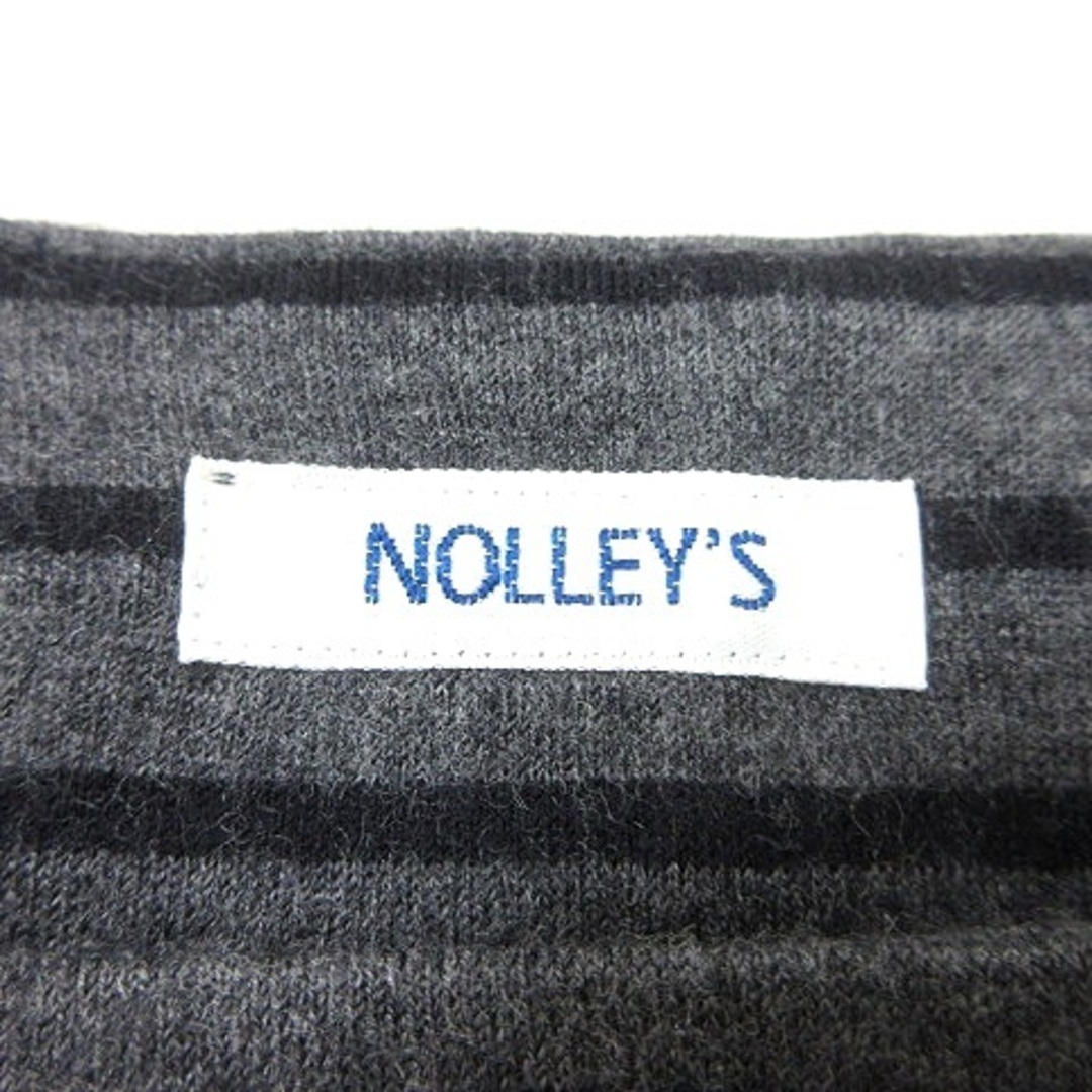 NOLLEY'S(ノーリーズ)のノーリーズ ニット カットソー ボーダー 長袖 ウール 38 グレー ■MO レディースのトップス(ニット/セーター)の商品写真