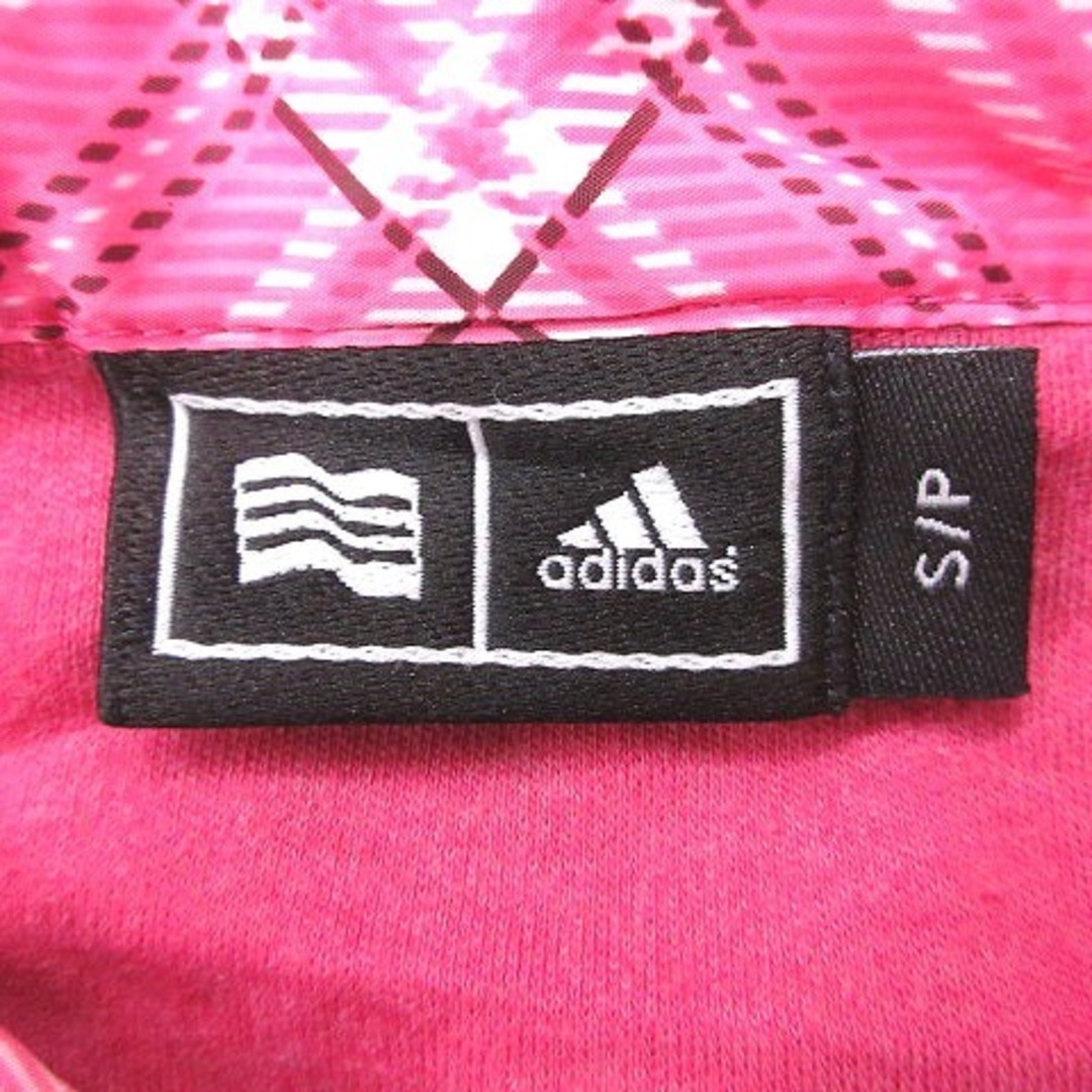 adidas(アディダス)のアディダス ゴルフ ポロシャツ ワンポイント チェック 長袖 S ピンク 白 レディースのトップス(ポロシャツ)の商品写真