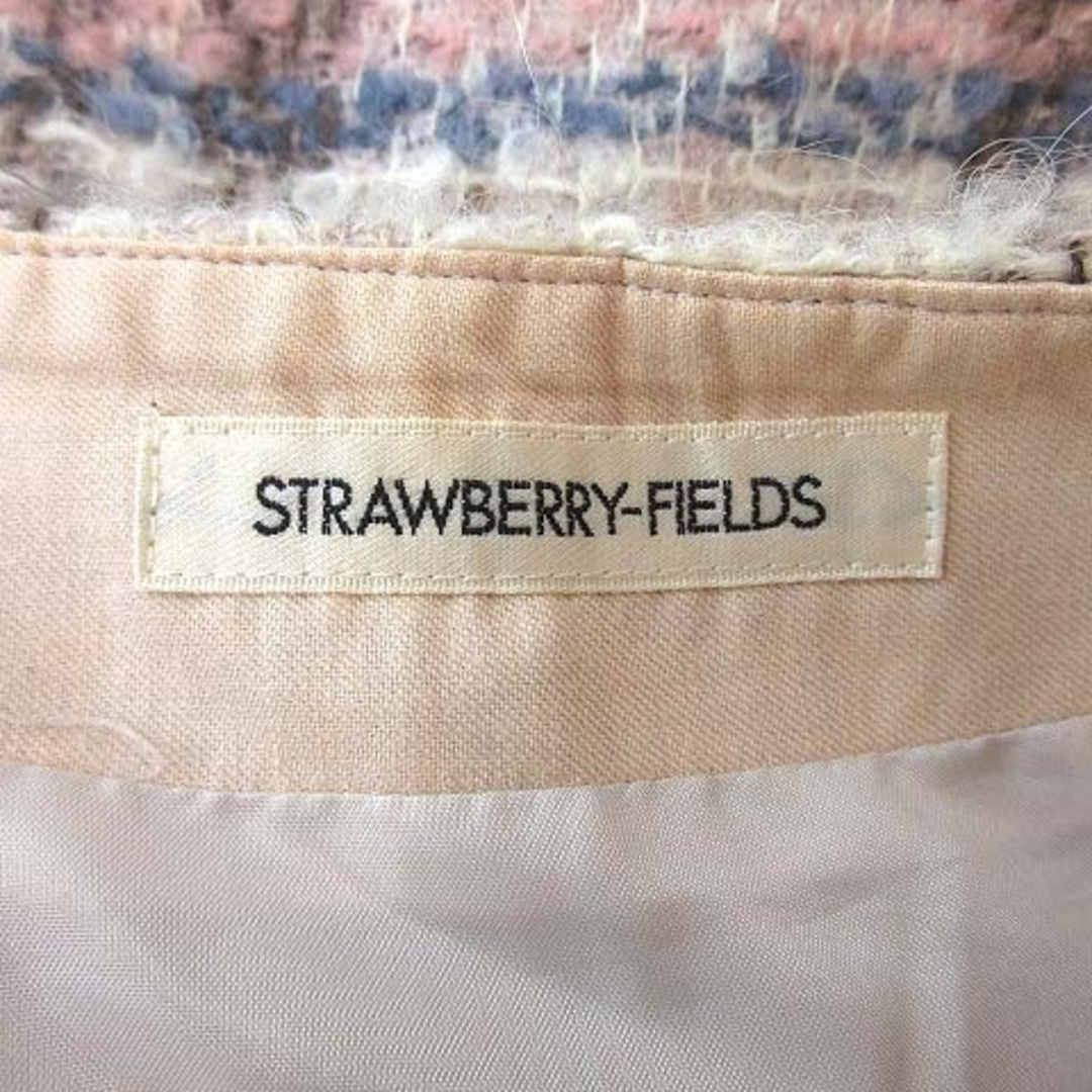 STRAWBERRY-FIELDS(ストロベリーフィールズ)のストロベリーフィールズ 台形スカート ミニ チェック ツイードニット 白 レディースのスカート(ミニスカート)の商品写真