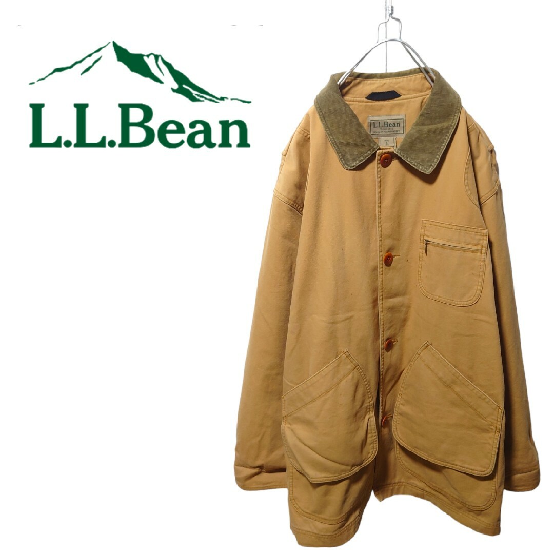 L.L.Bean 裏地チェック柄　コーデュロイ襟　ハンティングジャケット