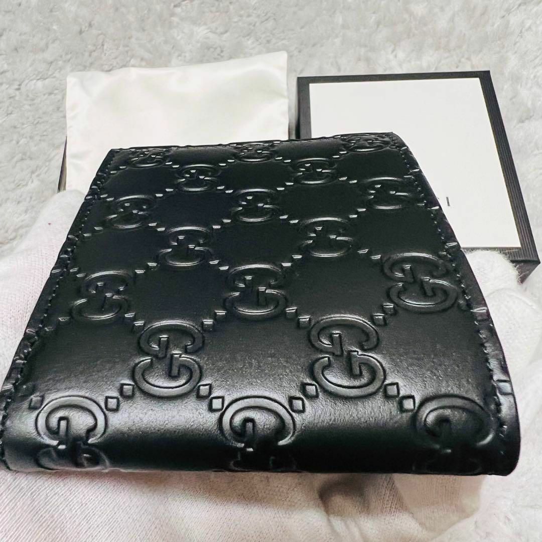 【新品未使用】GUCCI グッチ コンパクトウォレット 黒 GG金具 レザー