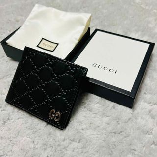 グッチ(Gucci)の【新品未使用】GUCCI グッチ コンパクトウォレット 黒  GG金具 レザー(財布)