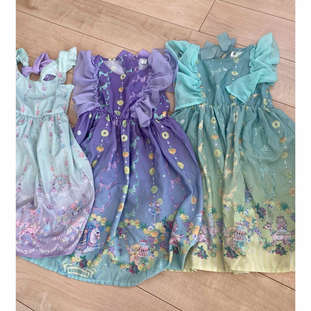 しまむら(シマムラ)のエコネコ　ワンピース　120  セット キッズ/ベビー/マタニティのキッズ服女の子用(90cm~)(ワンピース)の商品写真