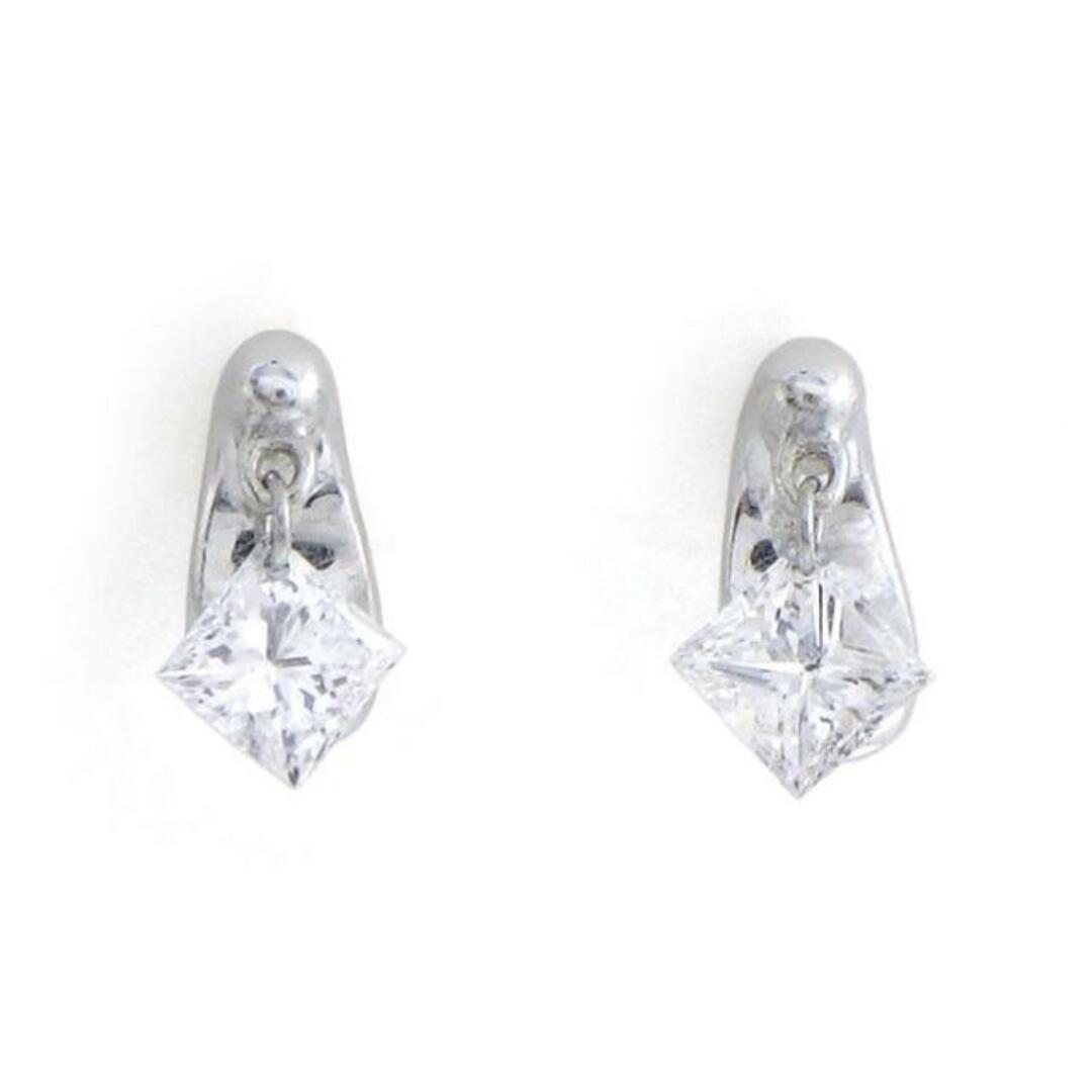 【ダイヤモンド】 ピアス ドロップ スウィング ストリングホール スクエア プリンセスカット ダイヤモンド 0.19ct/0.18ct K18WG