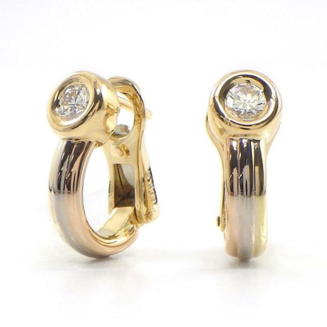 カルティエ Cartier ピアス クリップ モノストーン トリニティ スリーカラー ベゼルセット ダイヤモンド 約0.10ct/0.10ct K18PG K18WG K18YG