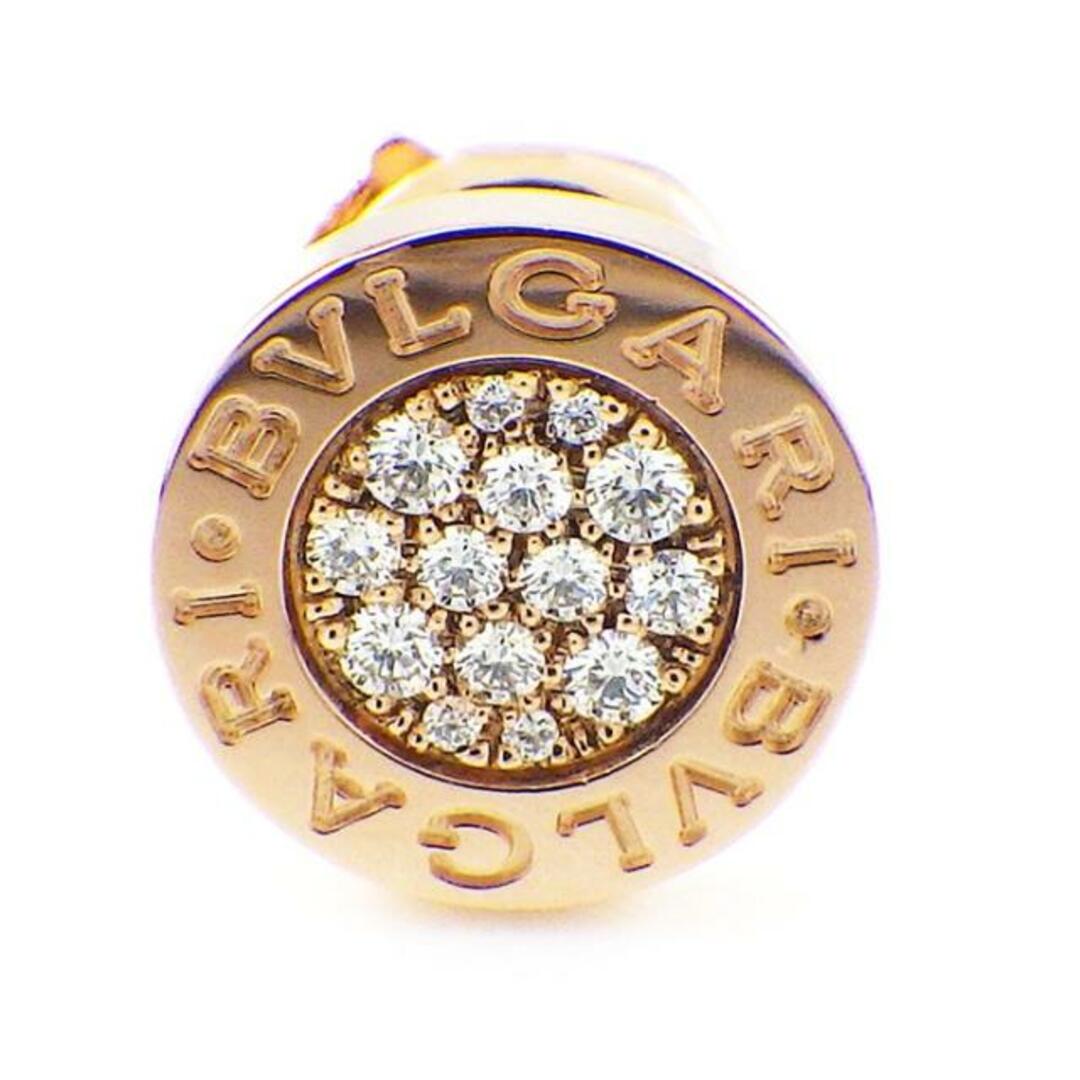 ブルガリ BVLGARI ピアス ブルガリ・ブルガリ シングル 354731 ロゴ サークル ラウンド パヴェ ダイヤモンド 計0.09ct K18PG