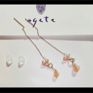 agete - ☆アガット☆新品 オレンジムーンストーン アメリカンピアスの