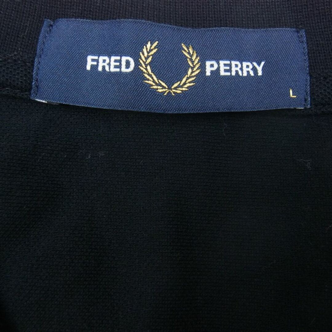 FRED PERRY フレッドペリー ポロシャツ ロゴ刺繍 長袖 ブラック系 L 3