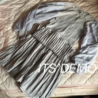 イッツデモ(ITS'DEMO)の美品♡ITS’DEMO シアー切替ニットワンピース フレア(ロングスカート)