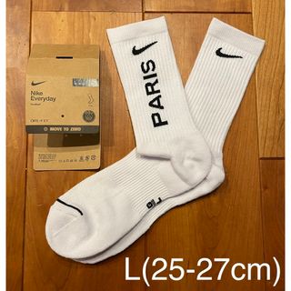 ナイキ(NIKE)の新品　ナイキ　L(25-27cm) PSG  クルー　ソックス　白1足(ソックス)